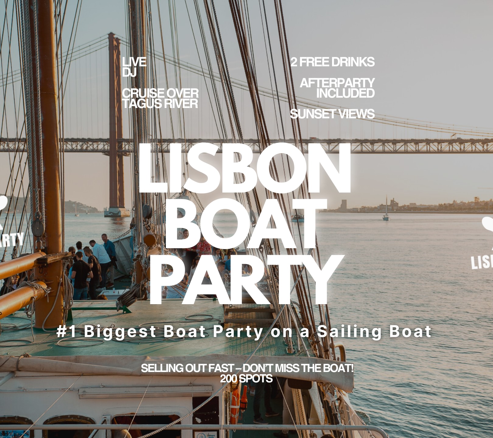 Lisbon’s #1 Sunset Boat Party with Live DJ and Night Club Entry image