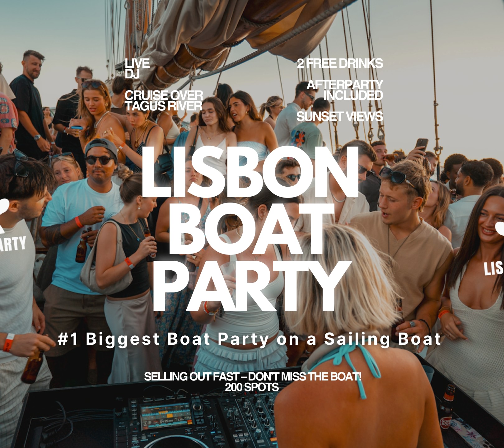 Lisbon’s #1 Sunset Boat Party with Live DJ and Night Club Entry image