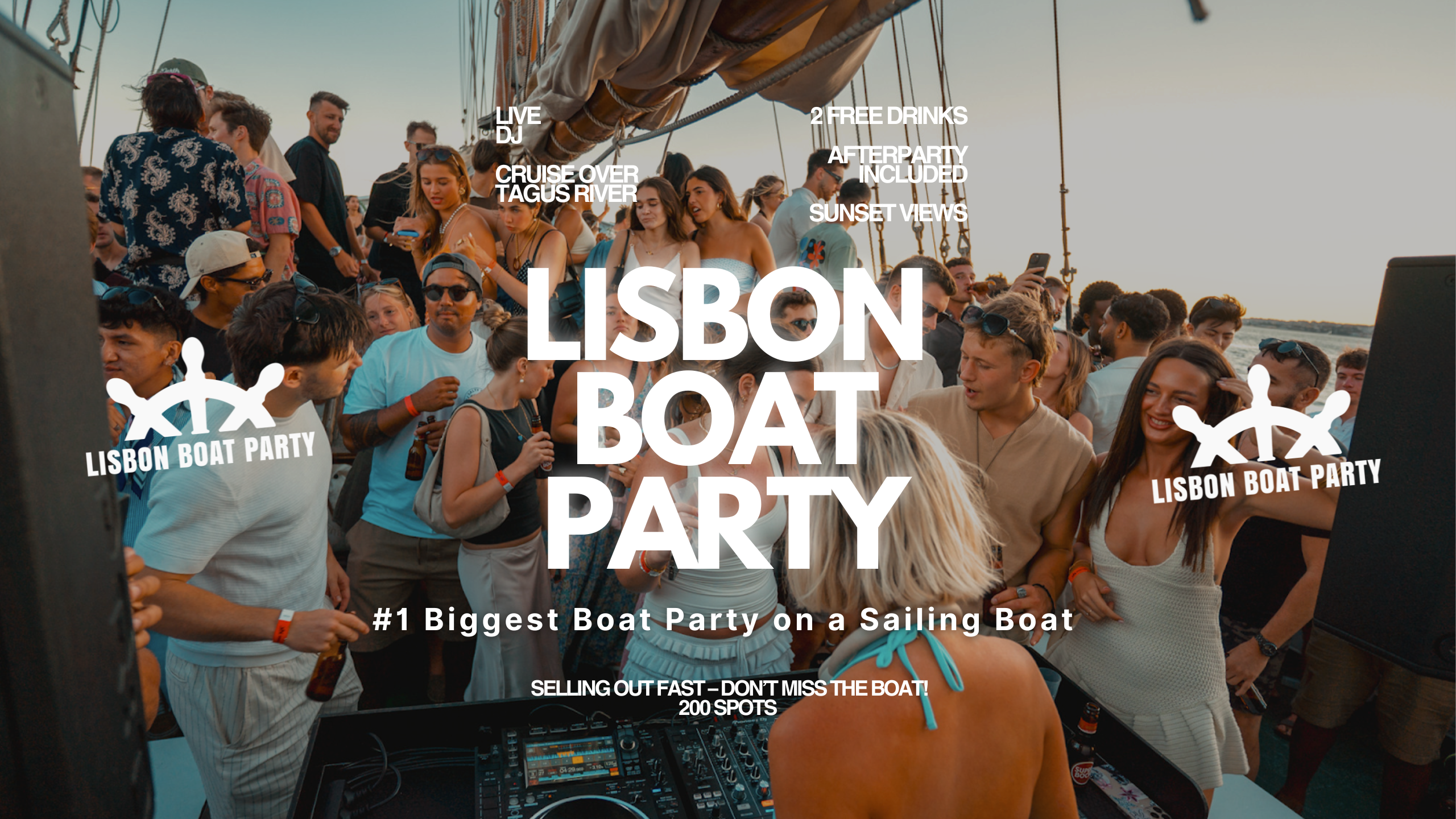 Lisbon’s #1 Sunset Boat Party with Live DJ and Night Club Entry image