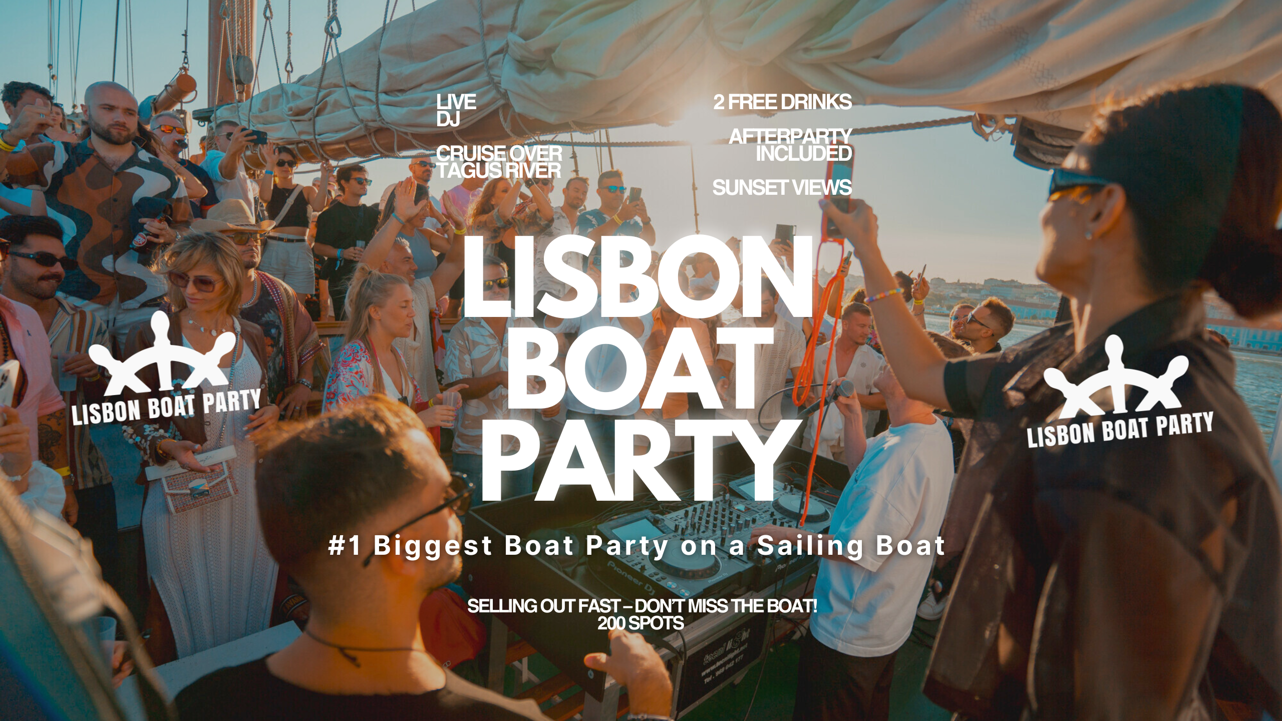 Lisbon’s #1 Sunset Boat Party with Live DJ and Night Club Entry image