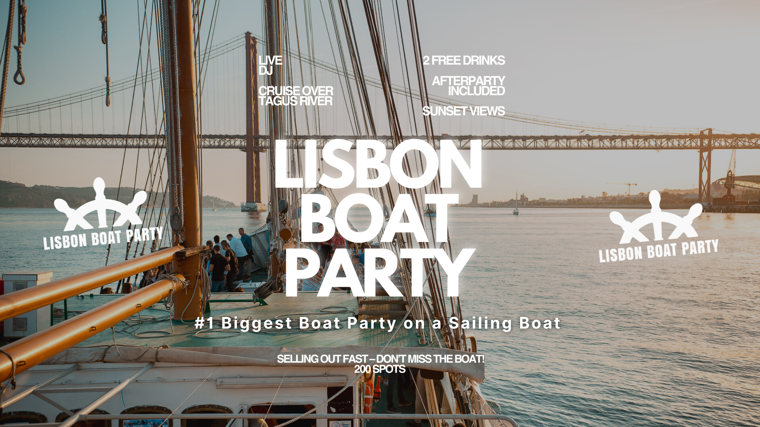 Lisbon’s #1 Sunset Boat Party with Live DJ and Night Club Entry image