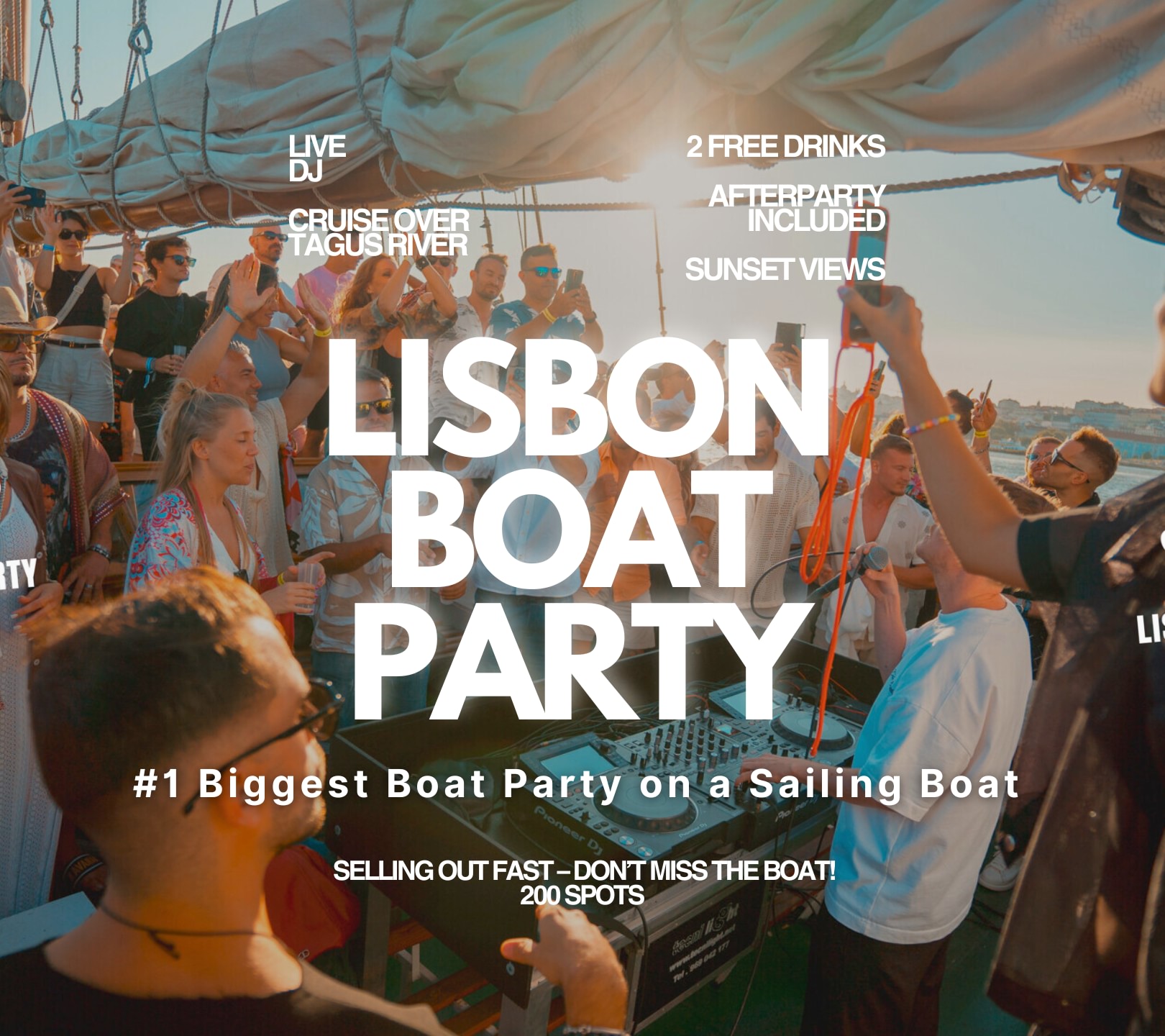 Lisbon’s #1 Sunset Boat Party with Live DJ and Night Club Entry image