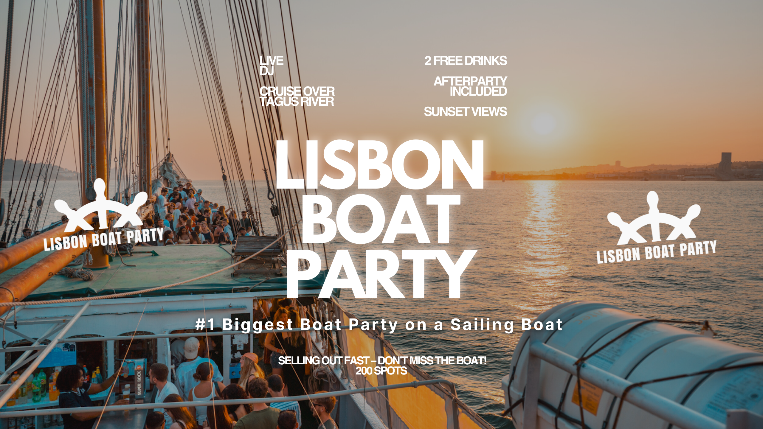 Lisbon’s #1 Sunset Boat Party with Live DJ and Night Club Entry image