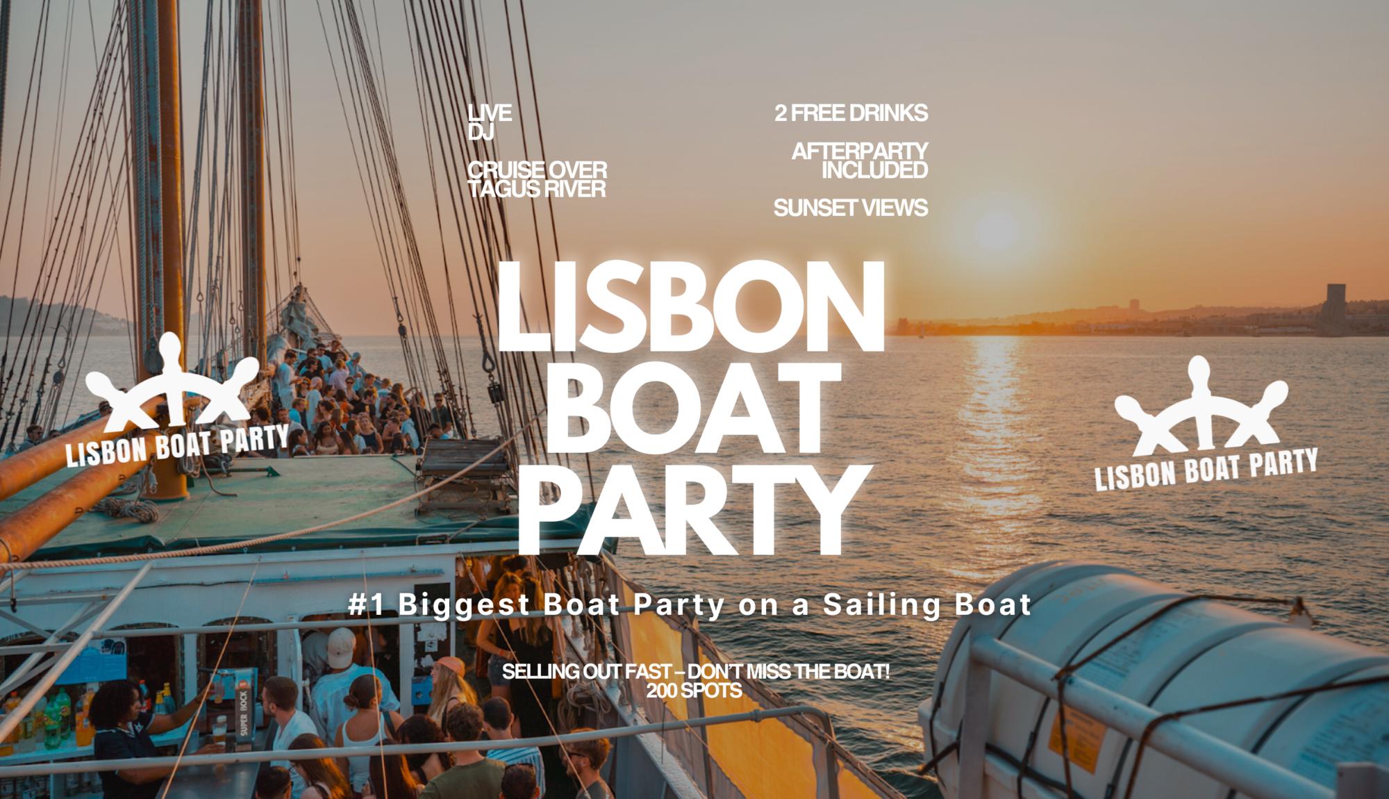 Lisbon’s #1 Sunset Boat Party with Live DJ and Night Club Entry