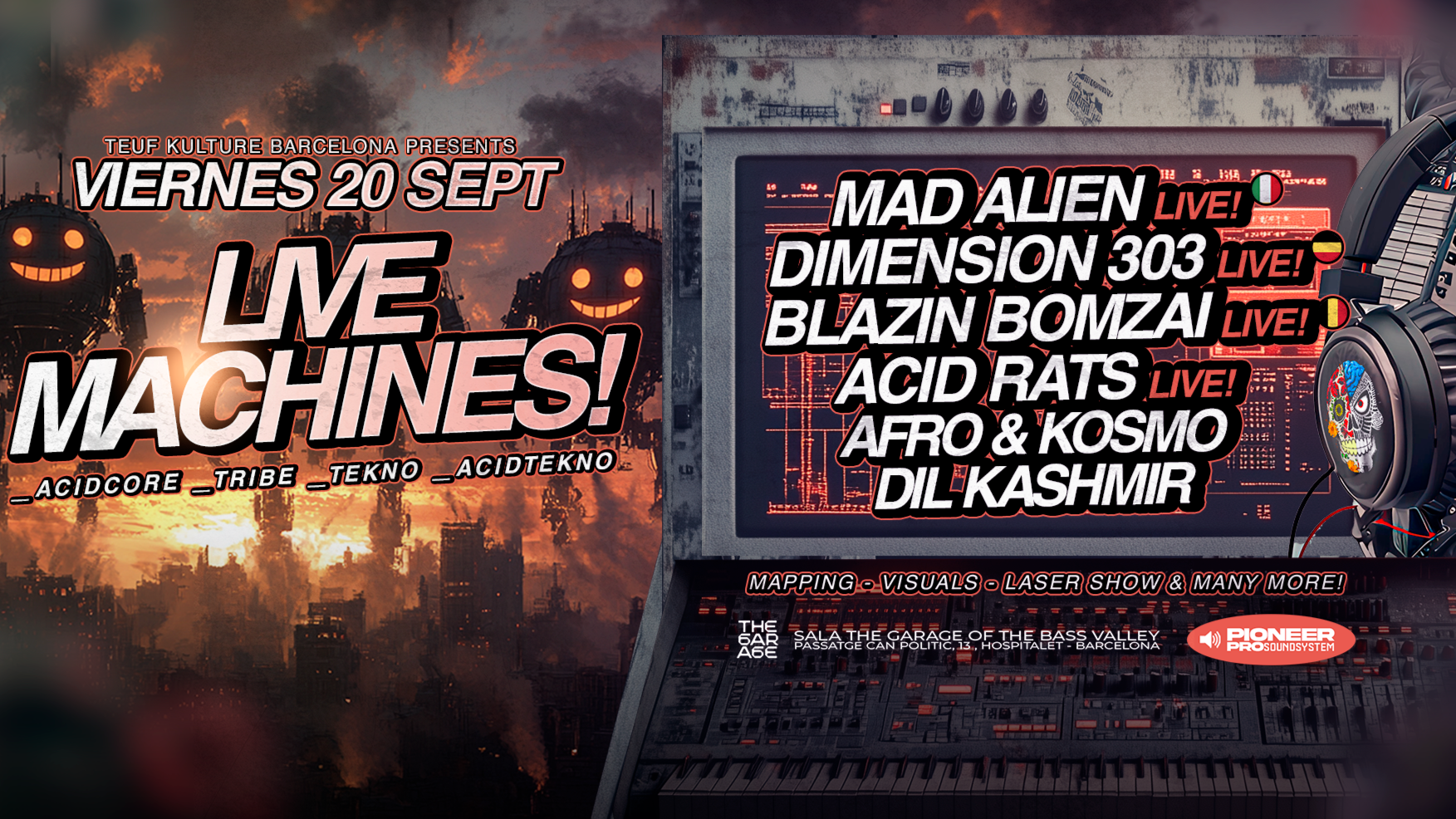 Live Machines in Barcelona! Acidcore · Tribe · Tekno · Acid Tekno & more! image