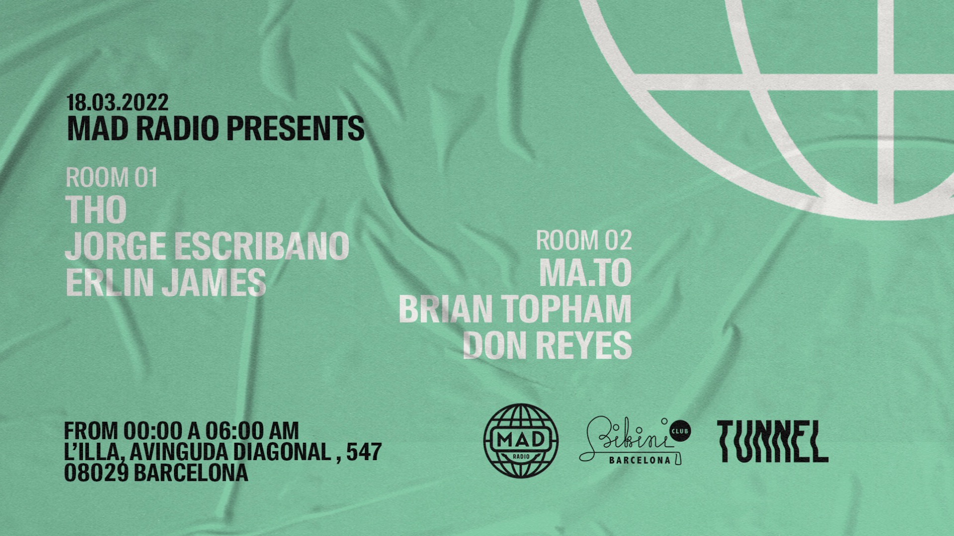 Mad Radio Pres: Tho, Jorge Escribano, Erlin James, Ma.to , Brian Topham , Don Reyes at Tunnel Barcelona image