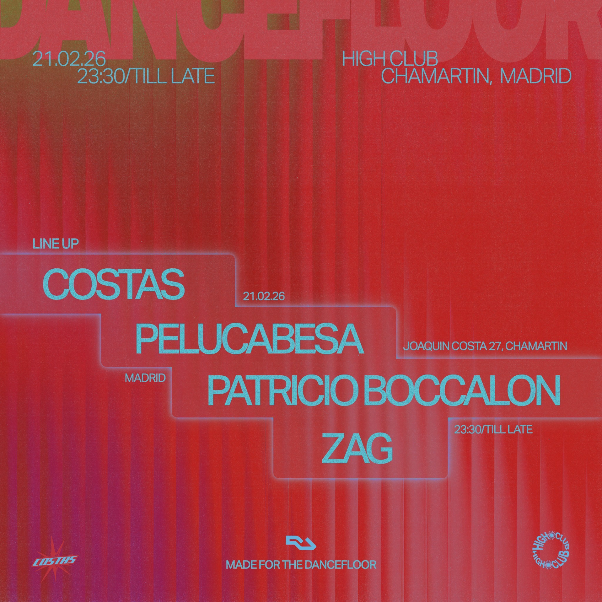 Made for the dancefloor w/ Costas + Orphidal + Patricio Boccalon + Zag + Pelucabesa image