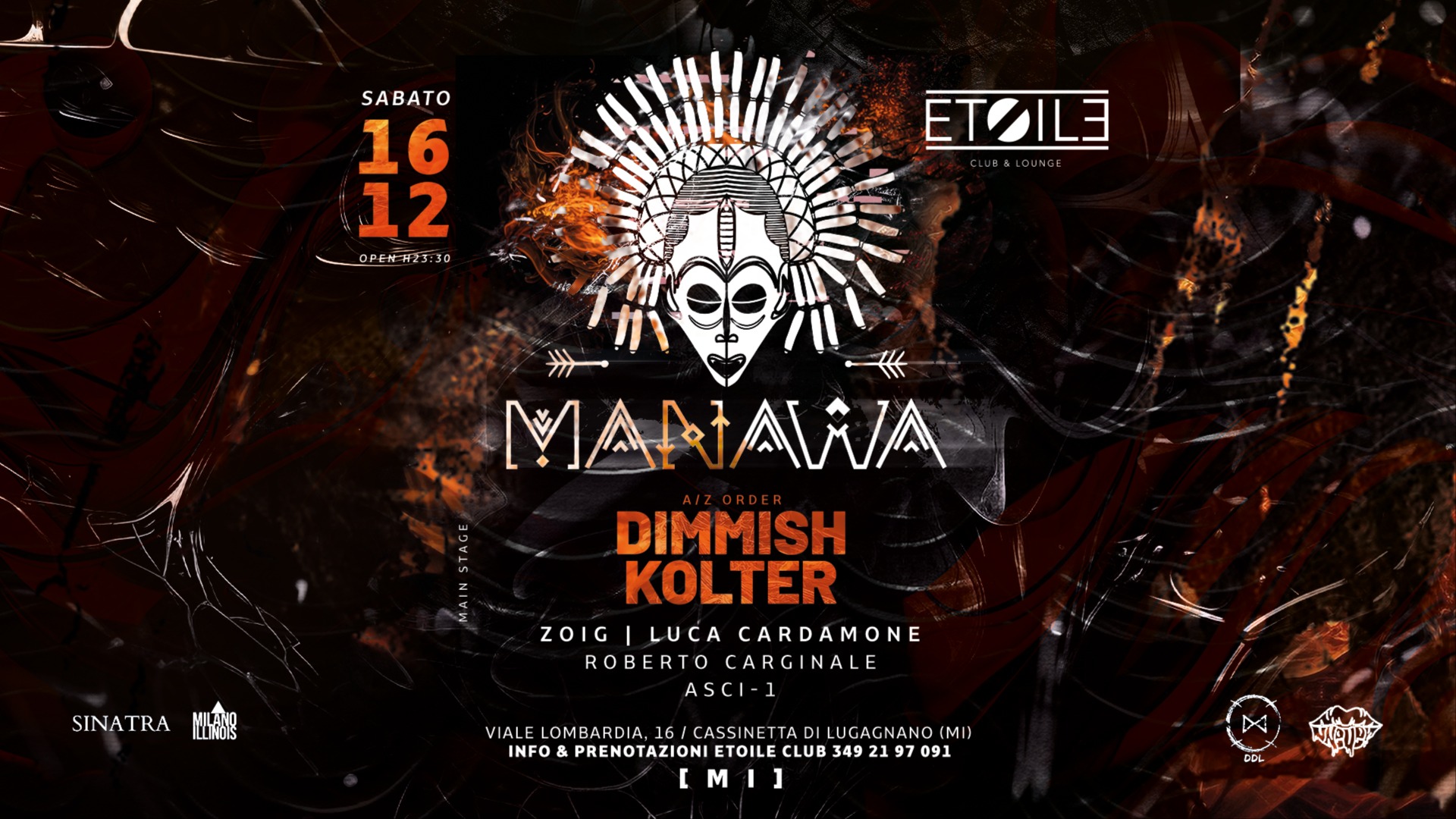 Manawa presents:  Dimmish, Kolter & Many More - 16/12 @Etoile Club