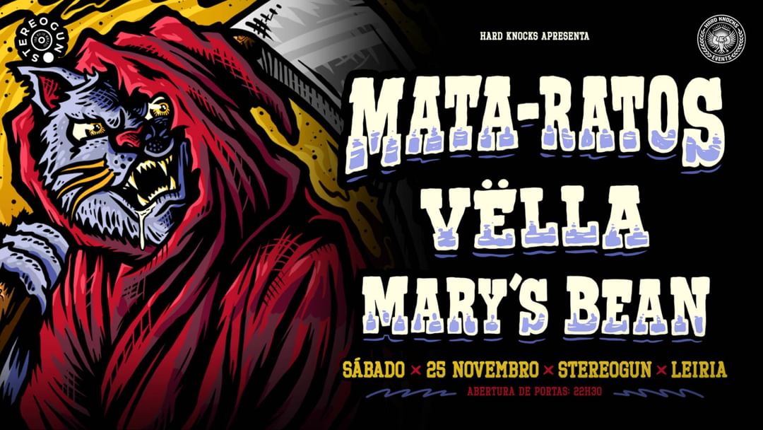 Cartell de l'esdeveniment Mata-Ratos + Vella + Mary's Bean :: Stereogun, Leiria
