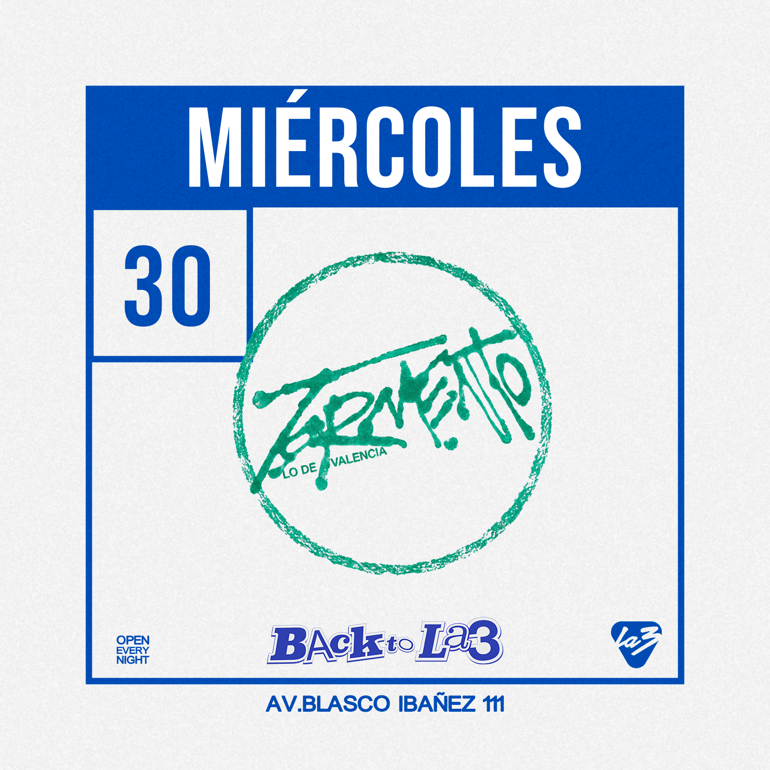 MIERCOLES 30 | TORMENTO CLUB, a La3