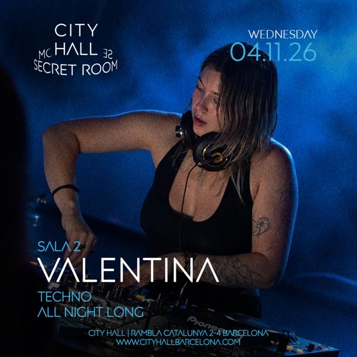 Cartel de MIÉRCOLES VALENTINA l CITY HALL l TECHNO ALL NIGHT LONG en City Hall