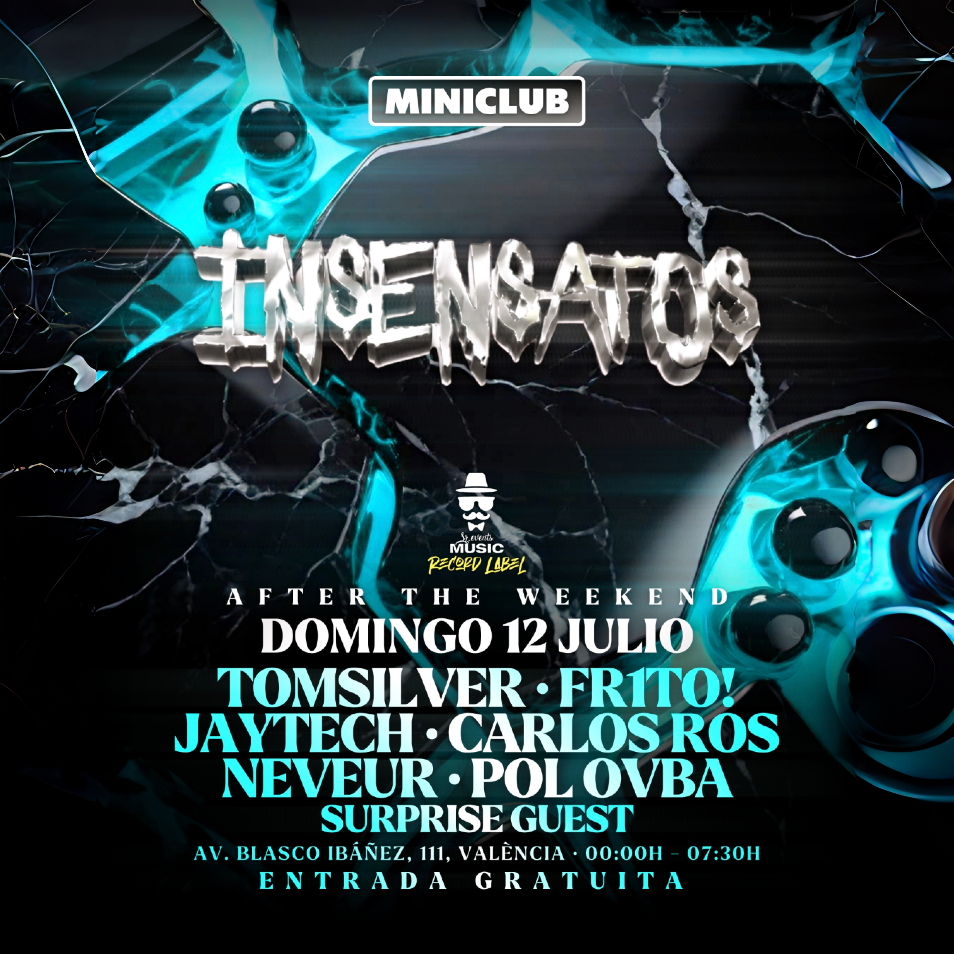 MINICLUB: DOMINGO 12 INSENSATOS (AFTER THE WEEKEND) 00:00-7:30AM / FREE ENTRY ALL NIGHT image