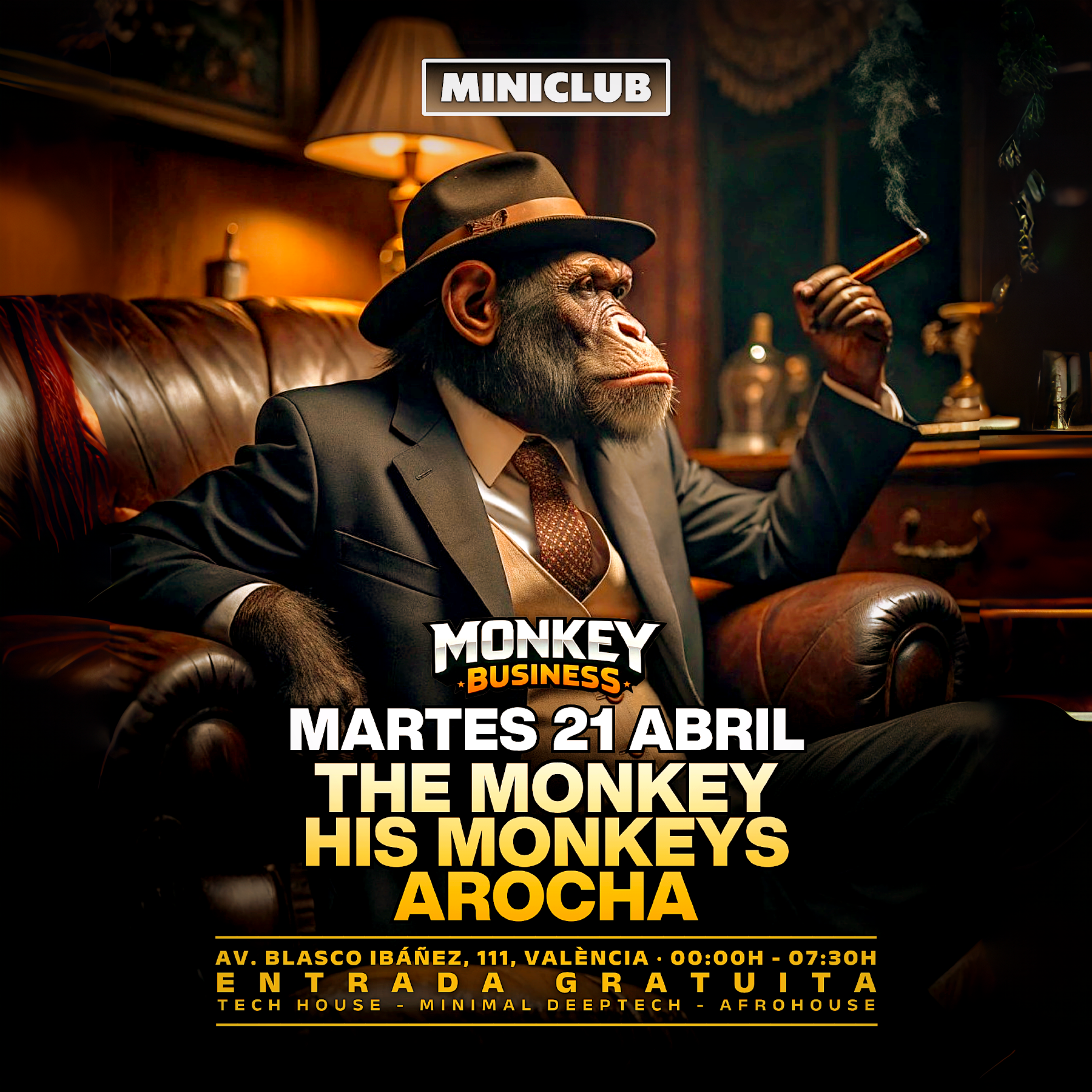 MINICLUB: MARTES 21 MONKEY BUSINESS SPECIAL SESSION 00.00-7:30AM / FREE ENTRY ALL NIGHT image
