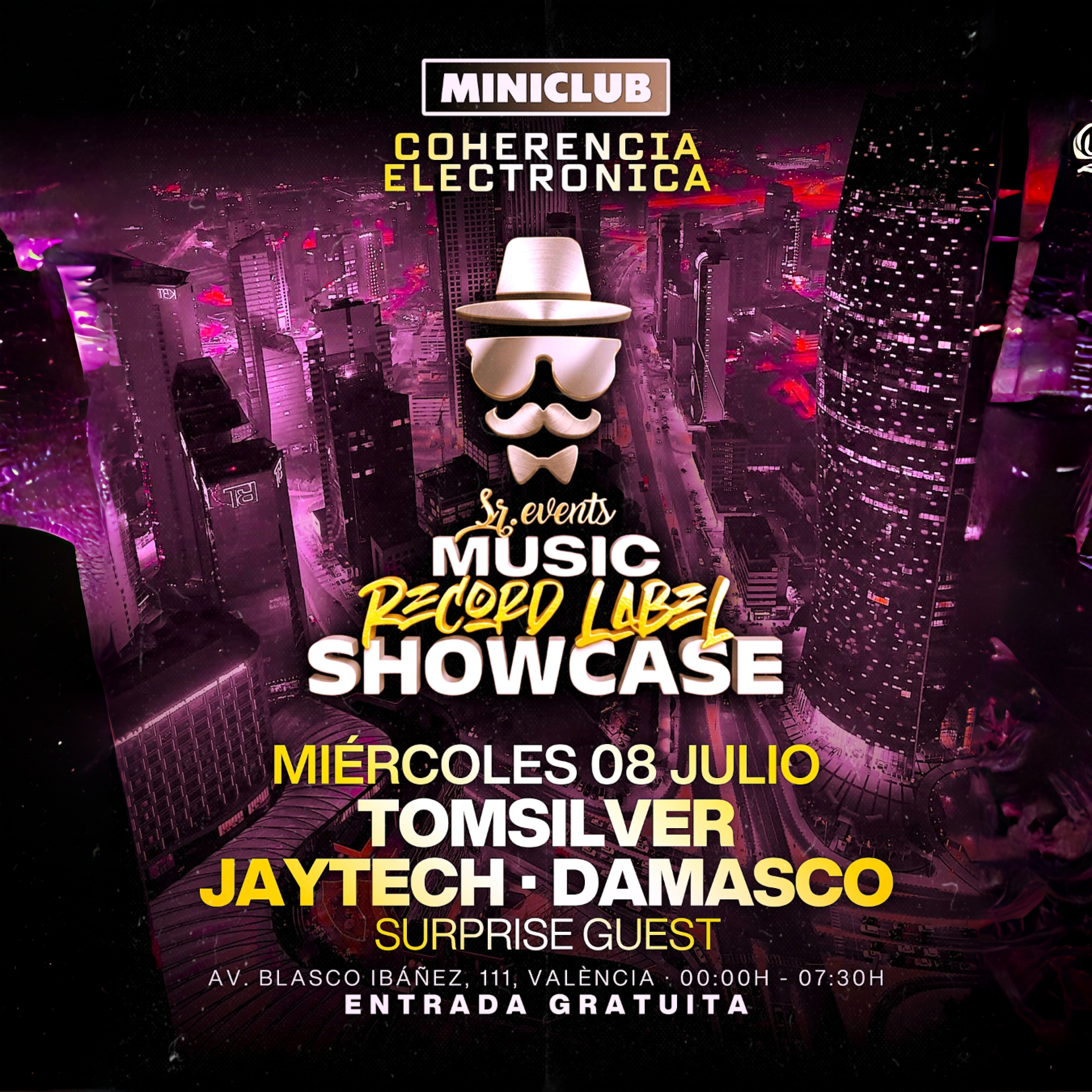 MINICLUB: MIERCOLES 08 - SR.EVENTS MUSIC SHOWCASE 00.00-07:30AM / FREE ENTRY ALL NIGHT image