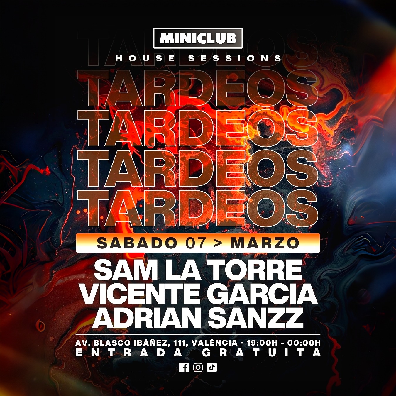 MINICLUB: SABADO 07 TARDEO HOUSE DJ SAM I VTE GARCIA I ADRIAN SANZZ / FREE ENTRY ALL EVENING image