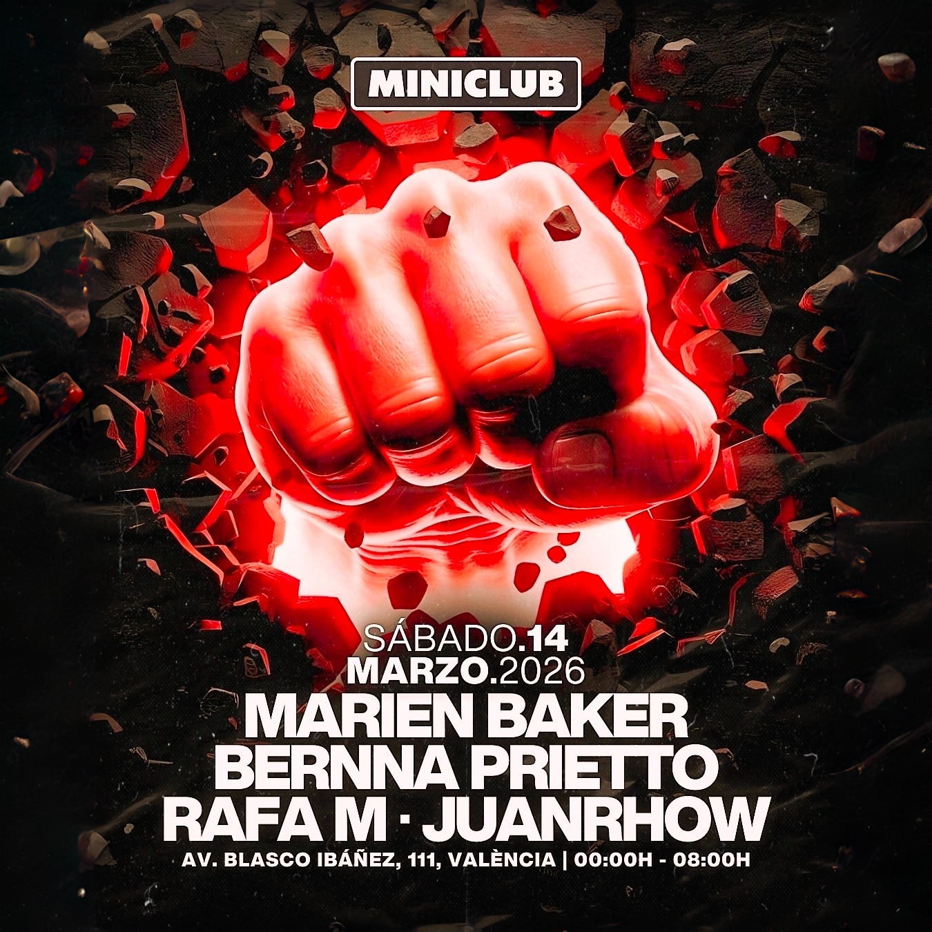 MINICLUB: SÁBADO 14 -  MARIEN BAKER | BERNNA PRIETTO | RAFA M | JUANRHOW / FREE ENTRY BEFORE 01.00AM image