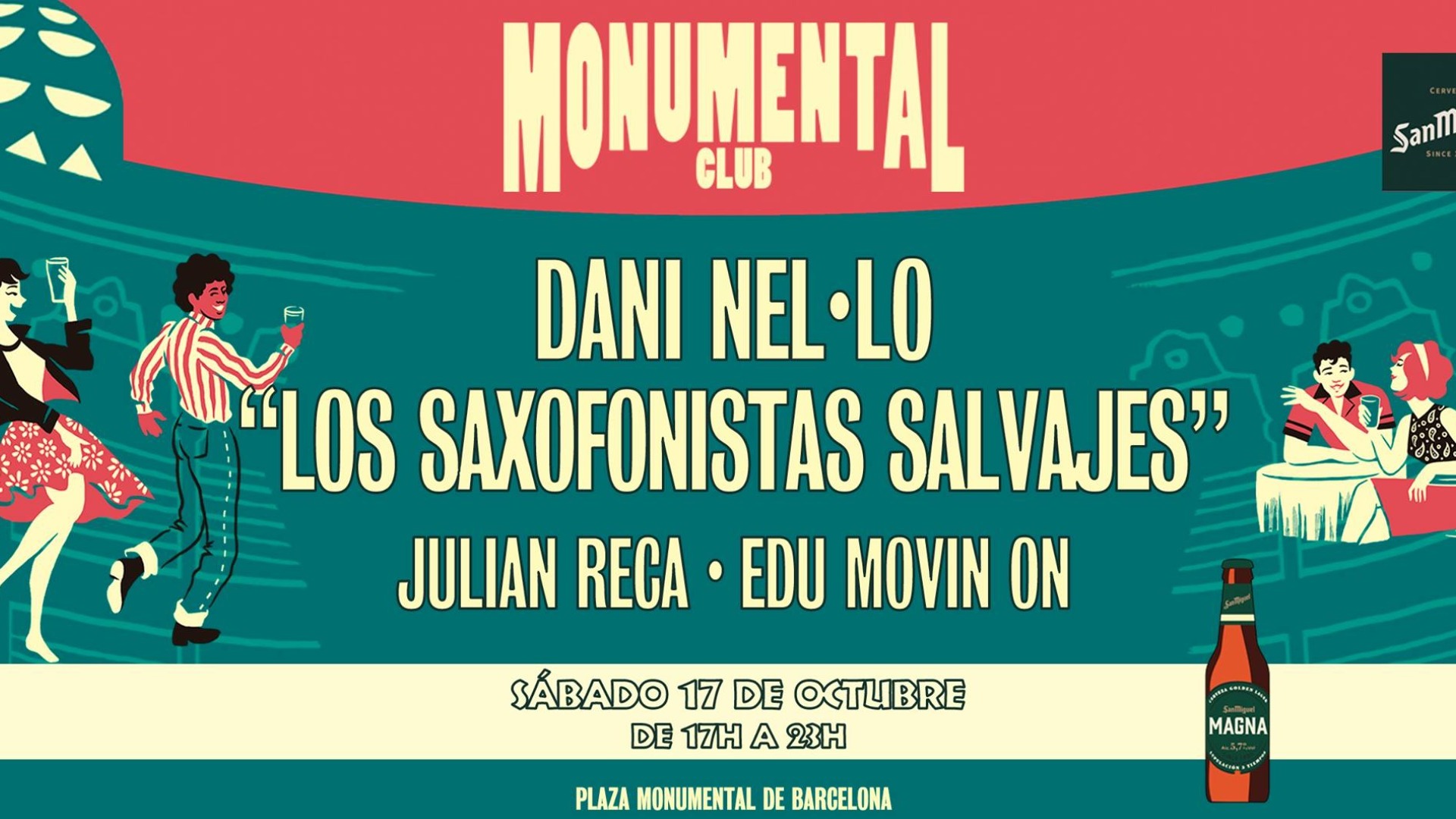 [CANCELADO] - Monumental Club - 17 de octubre: Dani Nel·lo "Los Saxofonistas Salvajes" + Julián Reca + Edu Movin On image