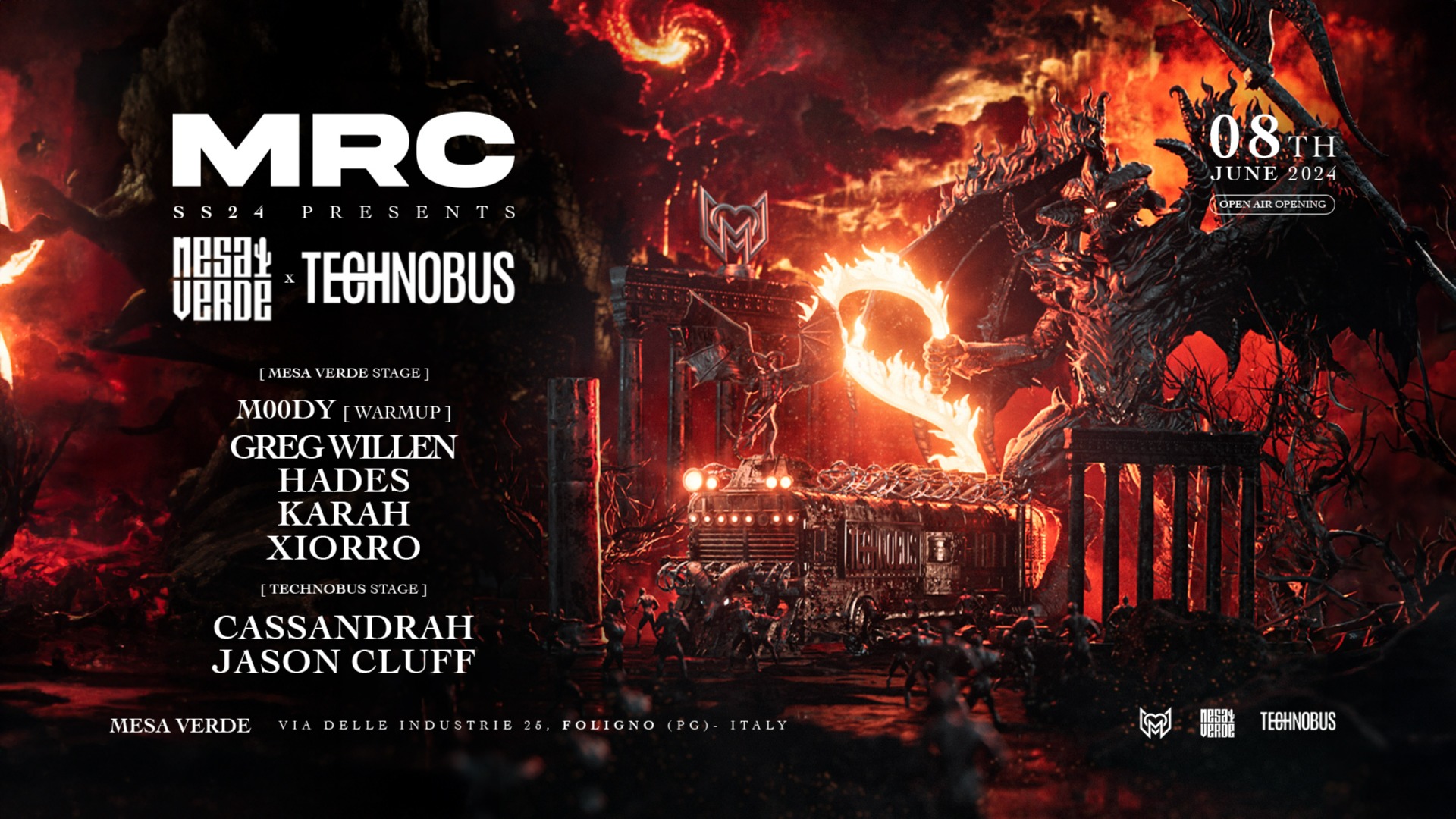 MRC presents Mesa Verde (Open Air opening) + Techno Bus Italia