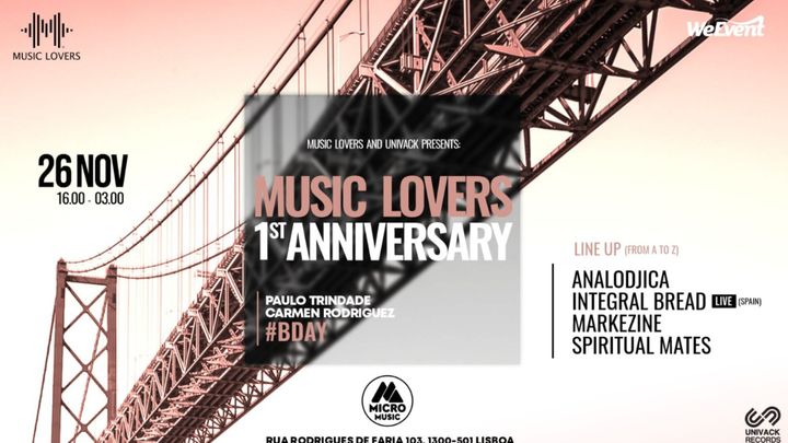 Cover for event: Music Lovers 1st Anniversary