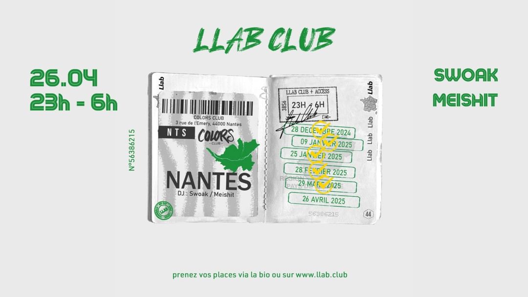 NANTES LLAB CLUB : La soirée de la ville !-Eventplakat