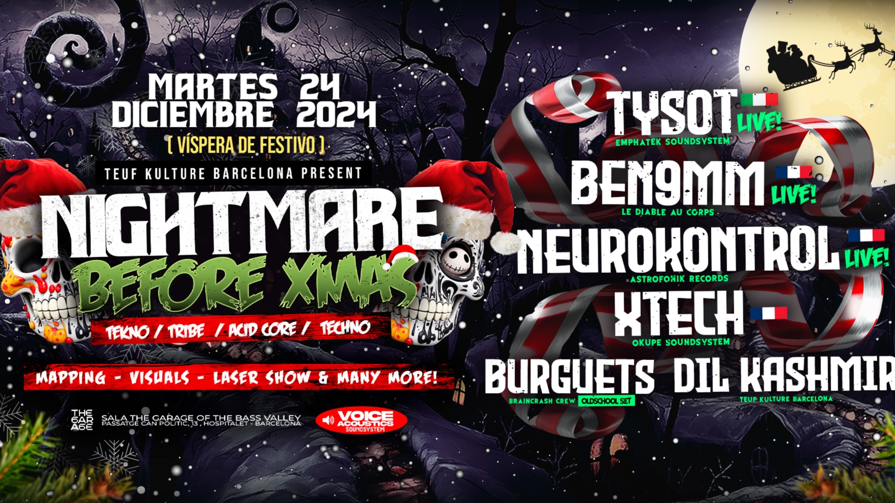 NIGHTMARE BEFORE XMAS IN BARCELONA! TEKNO · TRIBE · ACID & MORE! image
