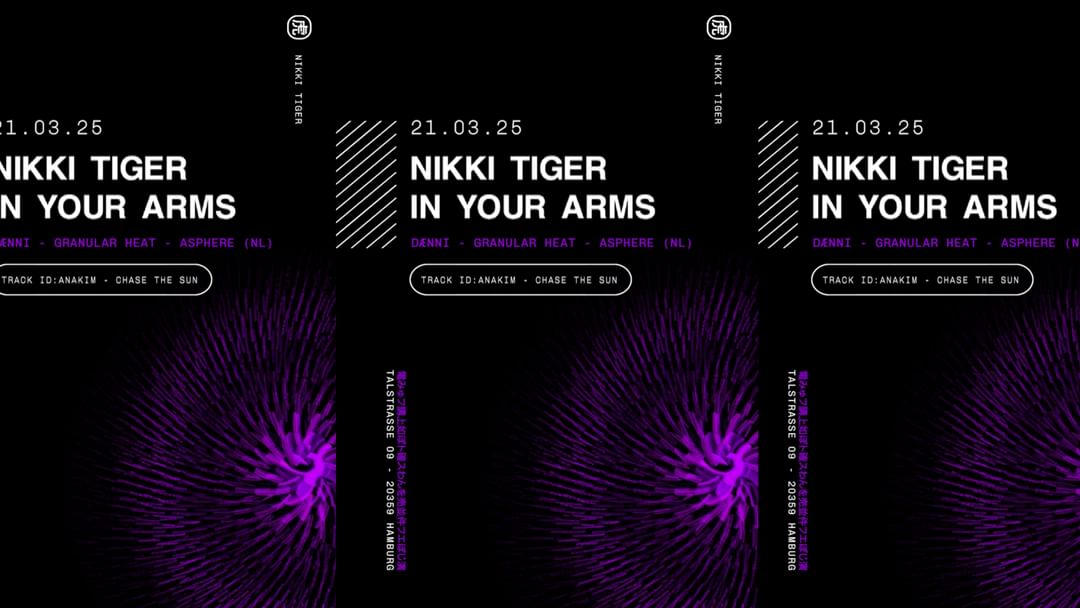 Nikki Tiger Fridays presents In Your Arms with ASPHERE (NL)-Eventplakat
