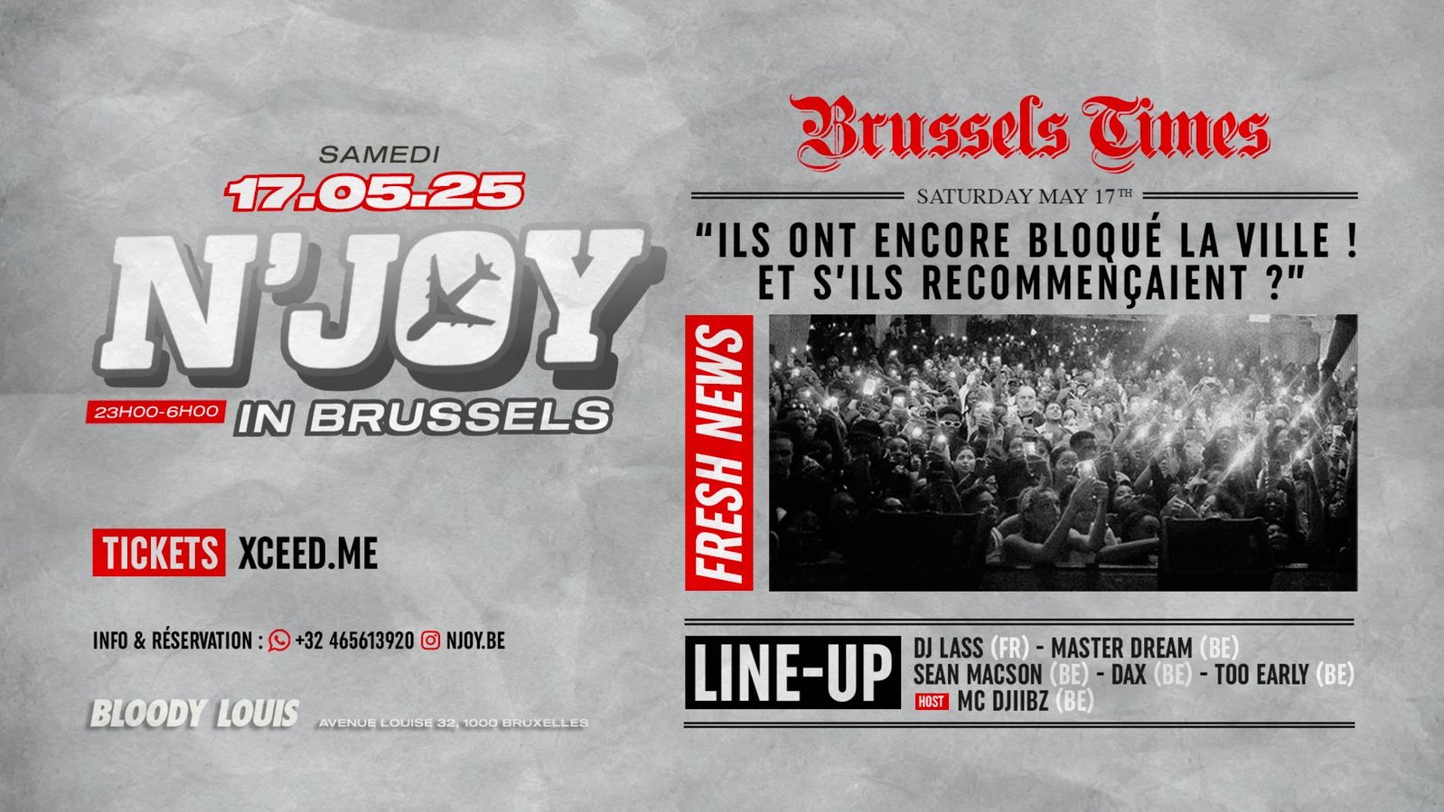 N’JOY DÉJÀ DE RETOUR À BX LE 17 MAI ?