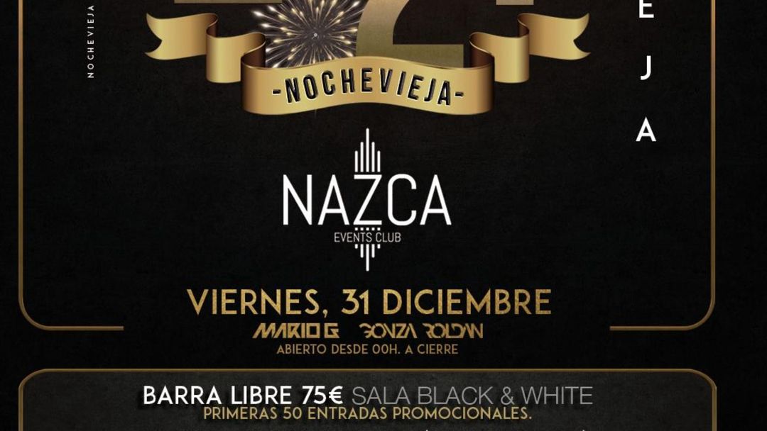 Cartel del evento NOCHEVIEJA - SALA NAZCA - VIERNES 31 DICIEMBRE