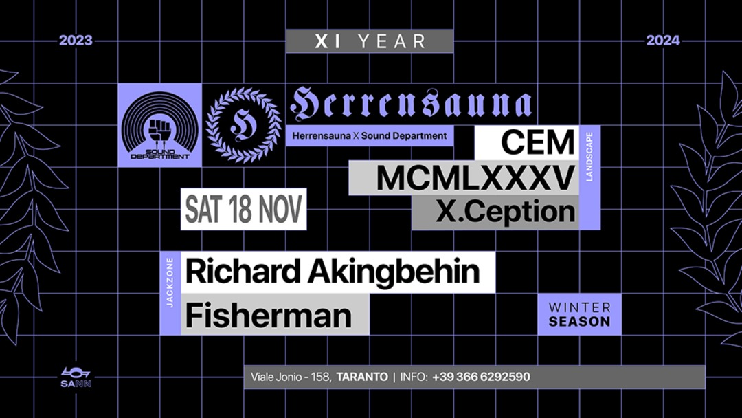 NOVEMBER 18 Sound Department x Herrensauna w/ CEM | MCMLXXXV | Richard Akingbehin image