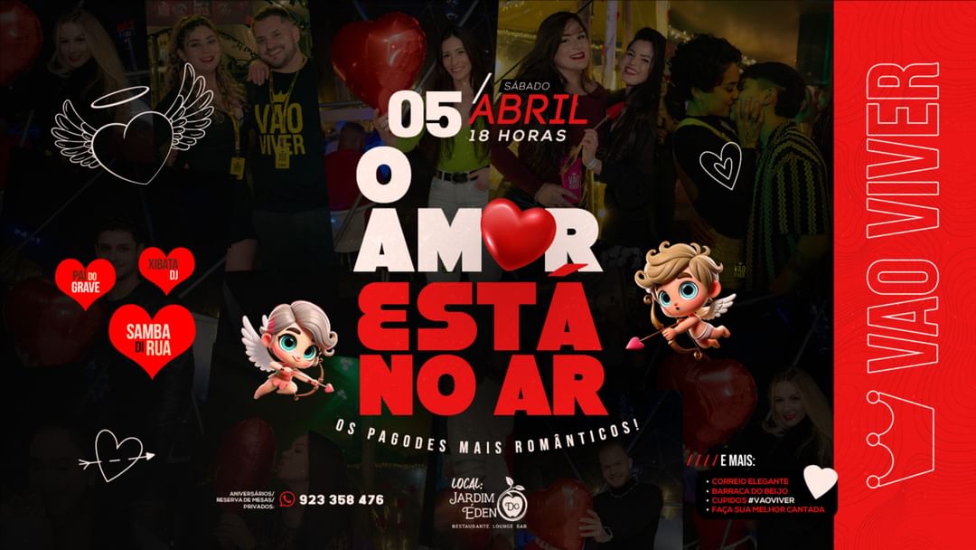 Couverture de l'événement O AMOR ESTÁ NO AR! - 2ª Edição #VaoViver 