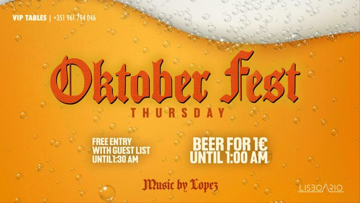 Cover for event: OKTOBERFEST | BEER 1€ | FREE (men & women) until 1:00am 