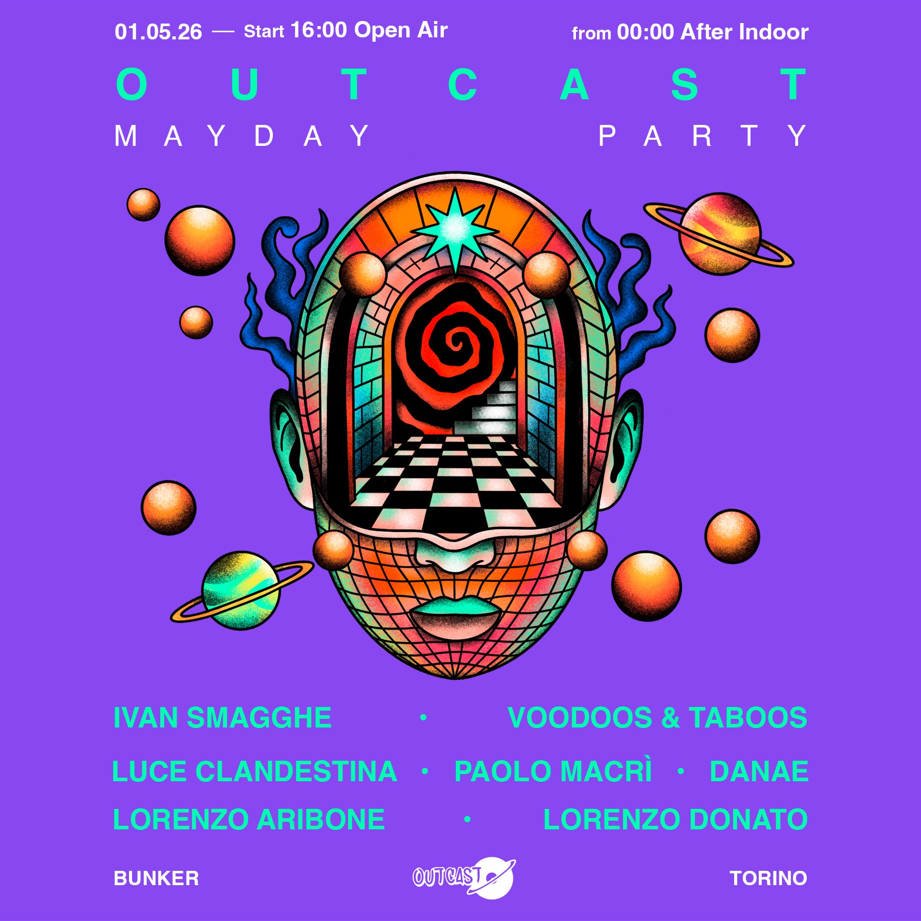 Offizielles Cover des Events OUTCAST MAYDAY PARTY @ Bunker Club