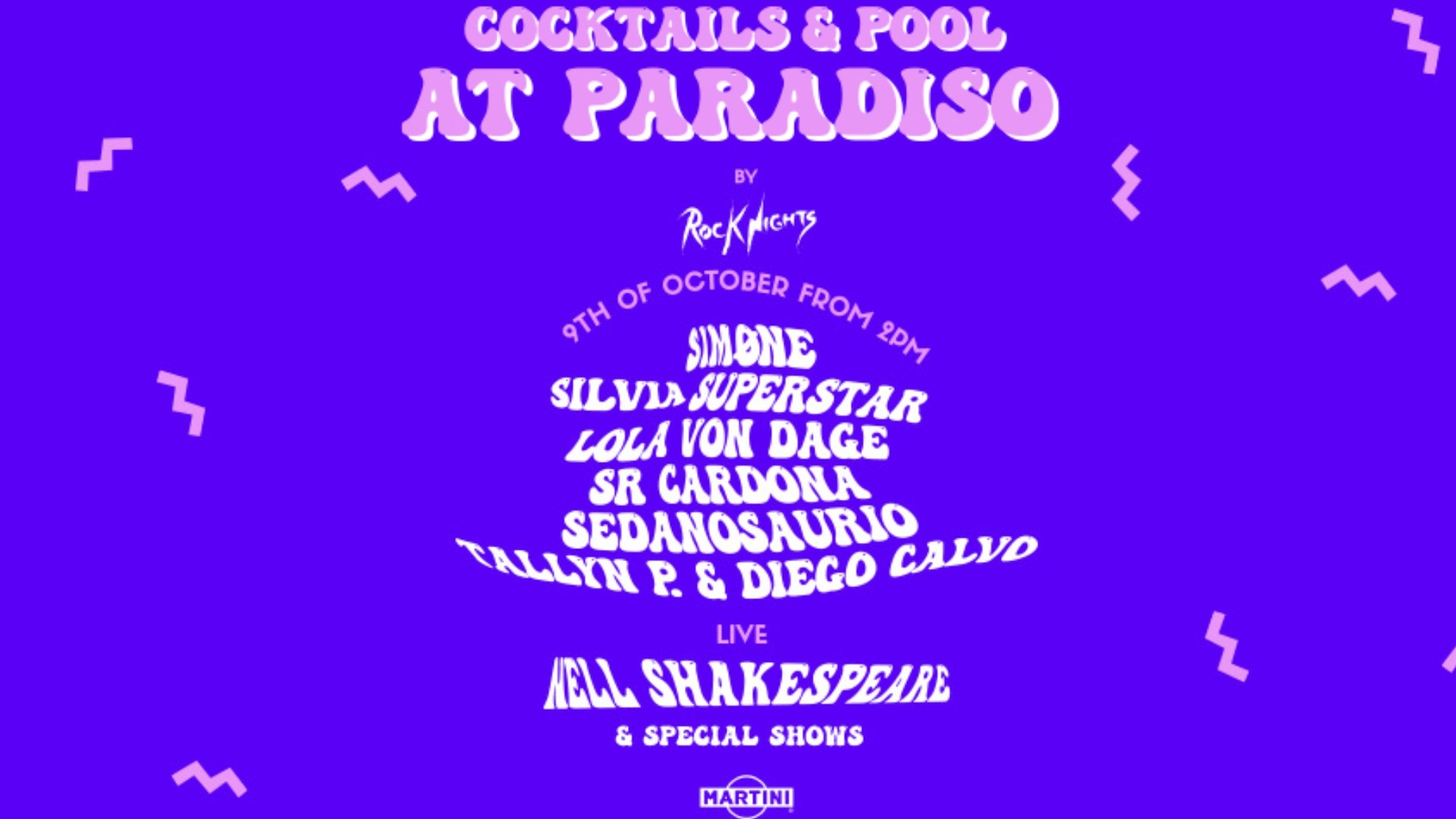 COCKTAILS & POOL AT PARADISO BY Rock Nights