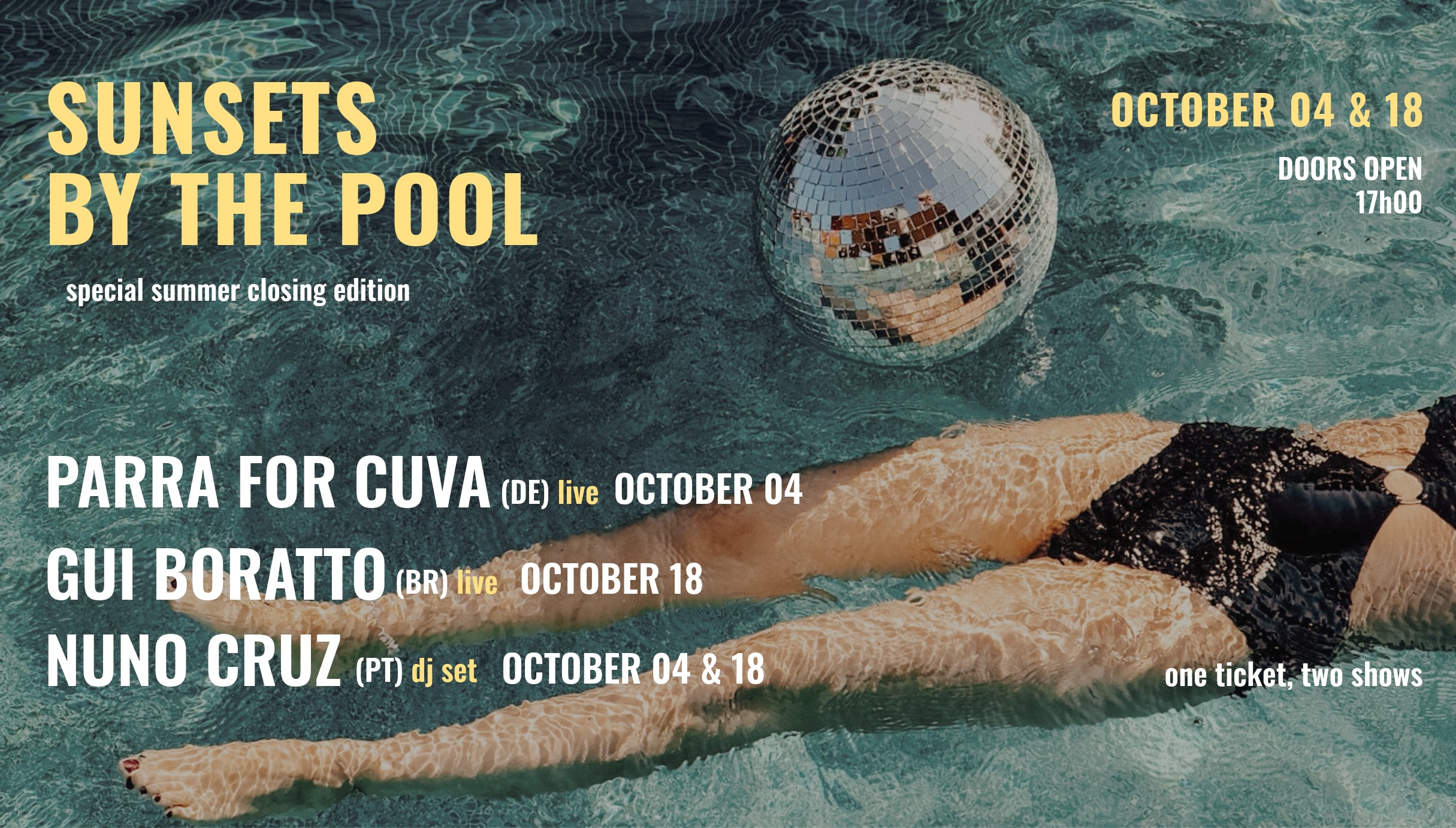 Parra for Cuva (Oct 04) + Gui Boratto (Oct 18) + Nuno Cruz - Sunsets by the Pool • Special Edition image