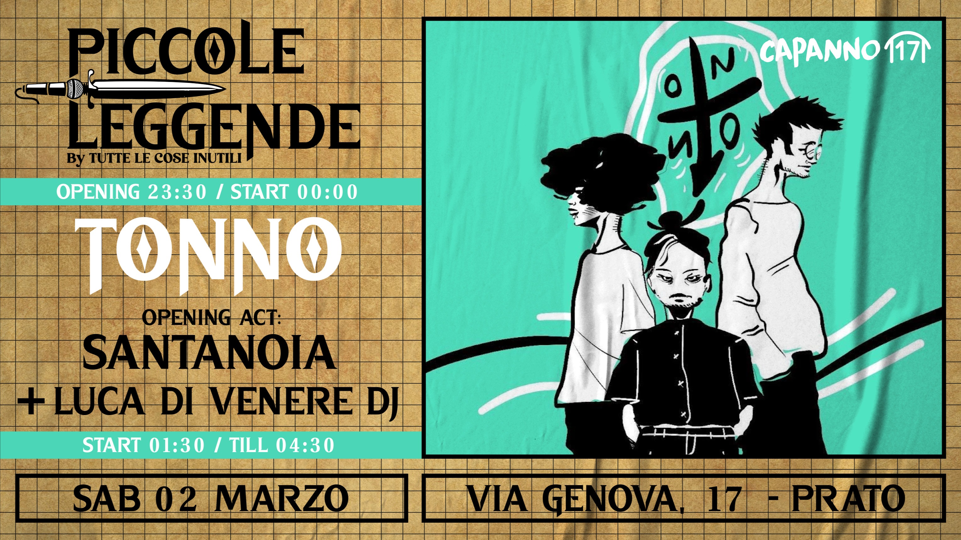 Piccole Leggende Presenta: TONNO (Opening Act: Santanoia) Live + Luca Di Venere DjSet - 02.03.24