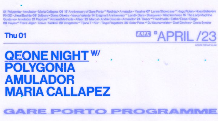 Cover for event: QEONE night * Polygonia + Amulador + Maria Callapez 