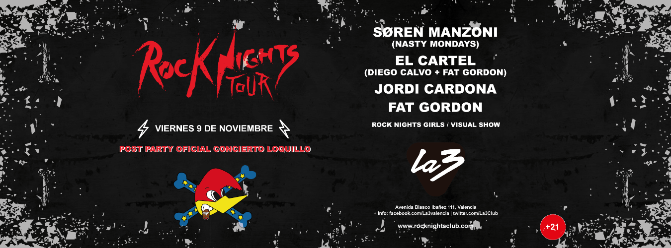 POST PARTY LOQUILLO. ROCK NIGHTS TOUR: SOREN MANZONI (NASTY MONDAYS) + JORDI CARDONA + FAT GORDON image