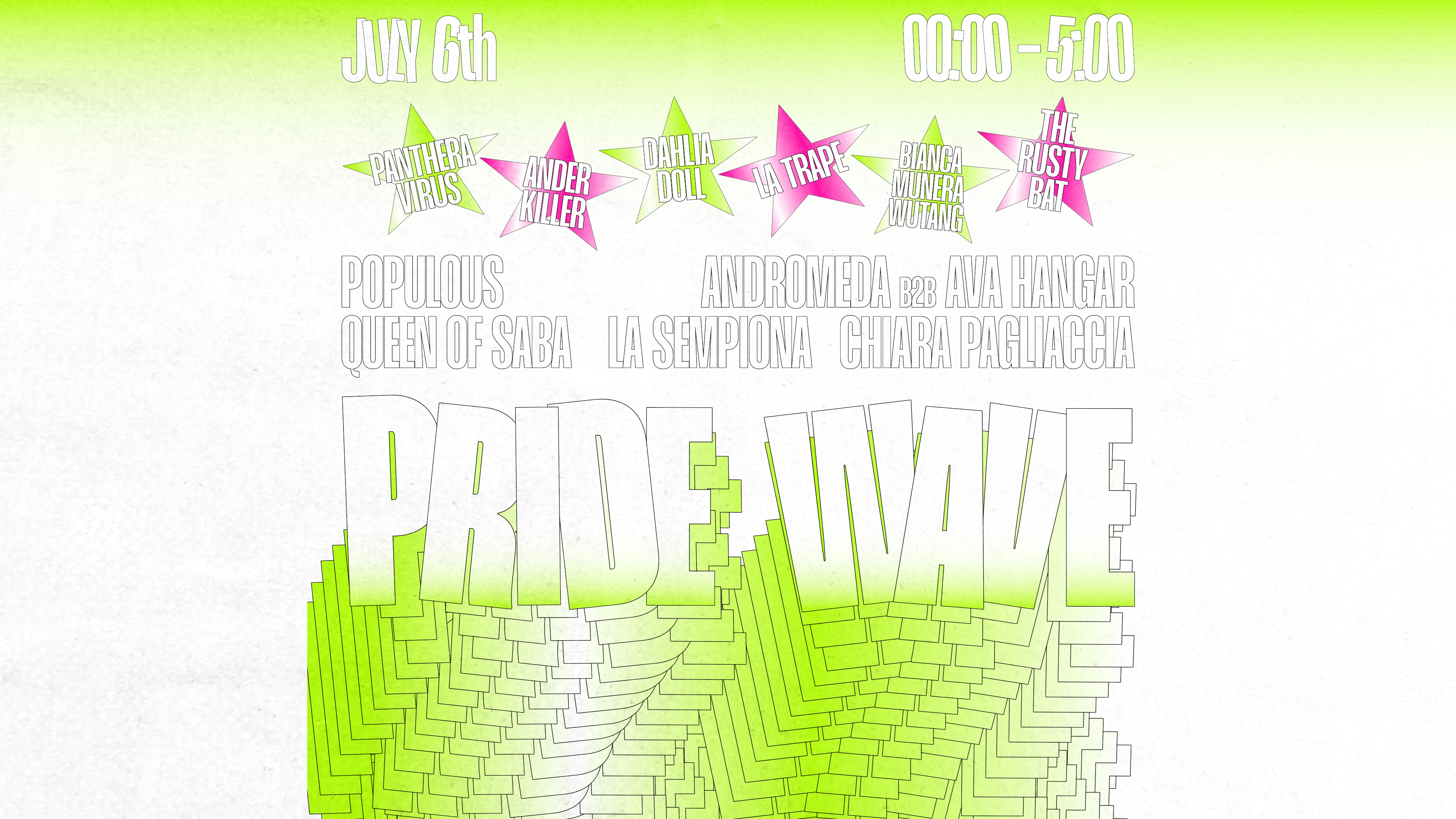 Pride Wave con Populous, Chiara Pagliaccia, Queen of Saba, Andromeda, Ava Hangar, Sempiona & more... image