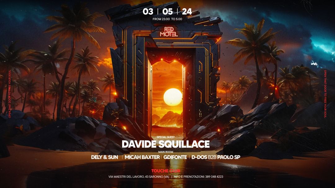 Copertina evento Red Motel presents: Davide Squillace & Many More ◉ Friday 3rd May  @Touché Club