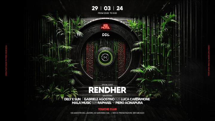 Cover for event: Red Motel presents: Rendher & Many More ◉ Friday 29 March  @Touché Club