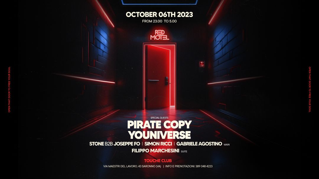 Red Motel with PIRATE COPY & YOUNIVERSE - Friday 6 October 2023 event cover