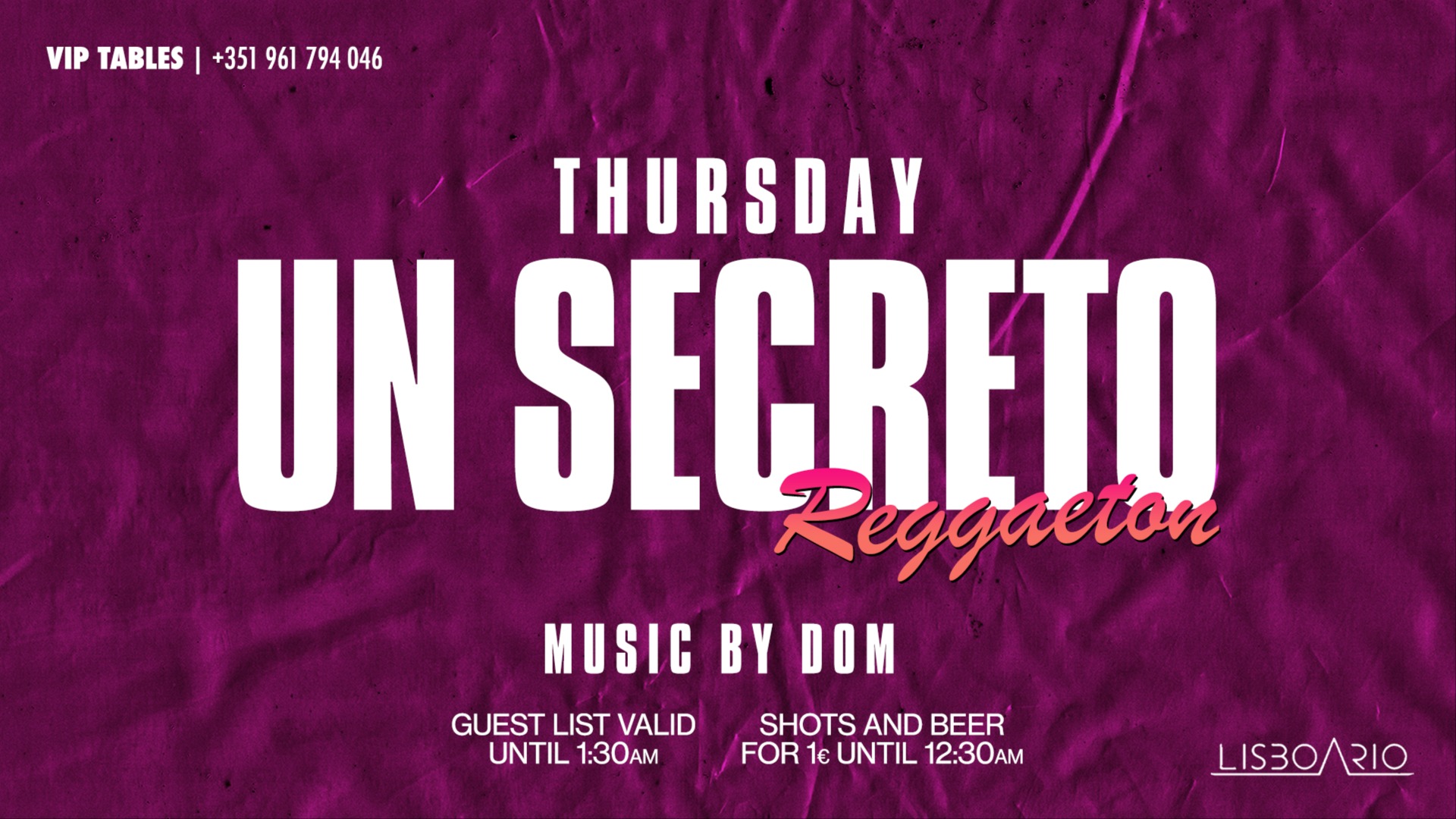 Reggaeton -  FREE (men & women) until 1am shots and beer 1€ until 00:30am