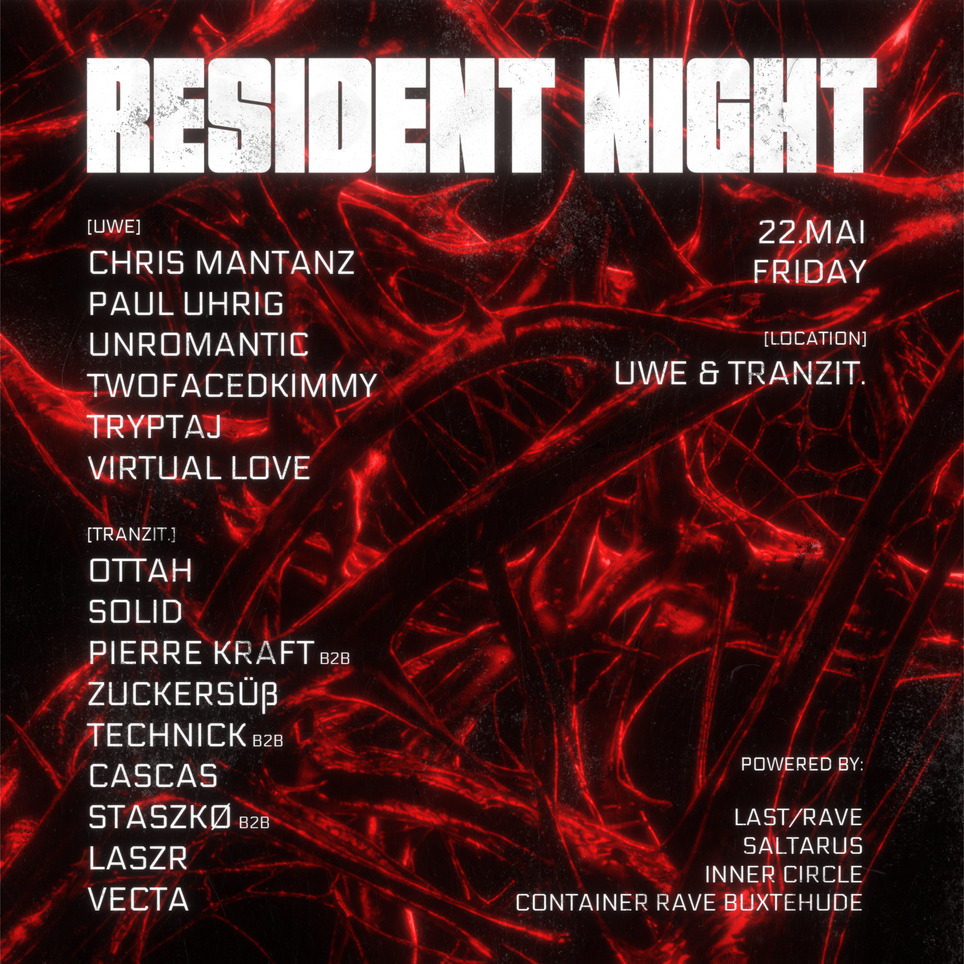 RESIDENT NIGHT w/ SALTARUS, LAST/RAVE, INNER CIRCLE, CONTAINER RAVE - Techno Party in Hamburg