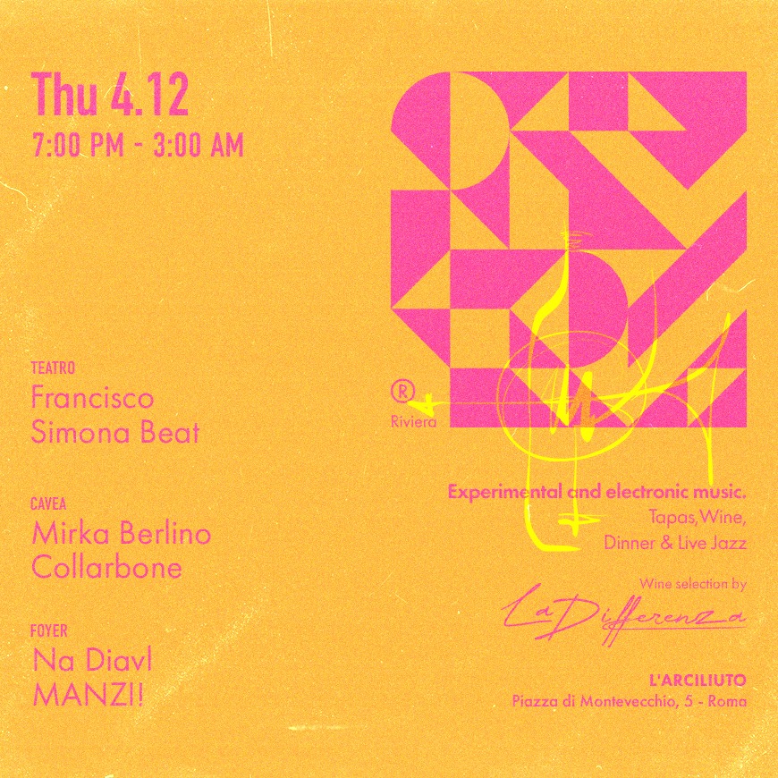 Riviera // Thu 4.Dec.25 - w/Francisco, Simona Beat, Mirka Berlino, Collarbone, Na Diavl, MANZI! image