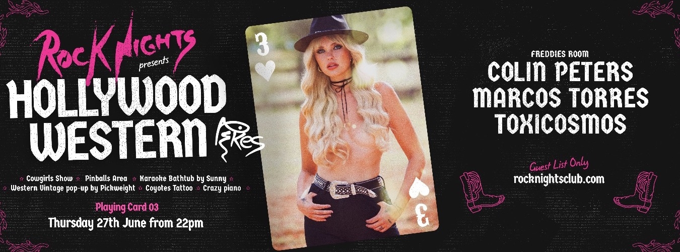 ROCK NIGHTS - PLAYING CARD 3 - HOLLYWOOD WESTERN!