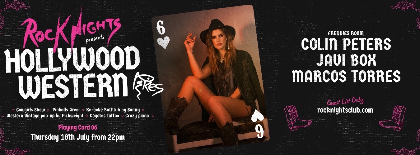 ROCK NIGHTS - PLAYING CARD 6 - HOLLYWOOD WESTERN! image