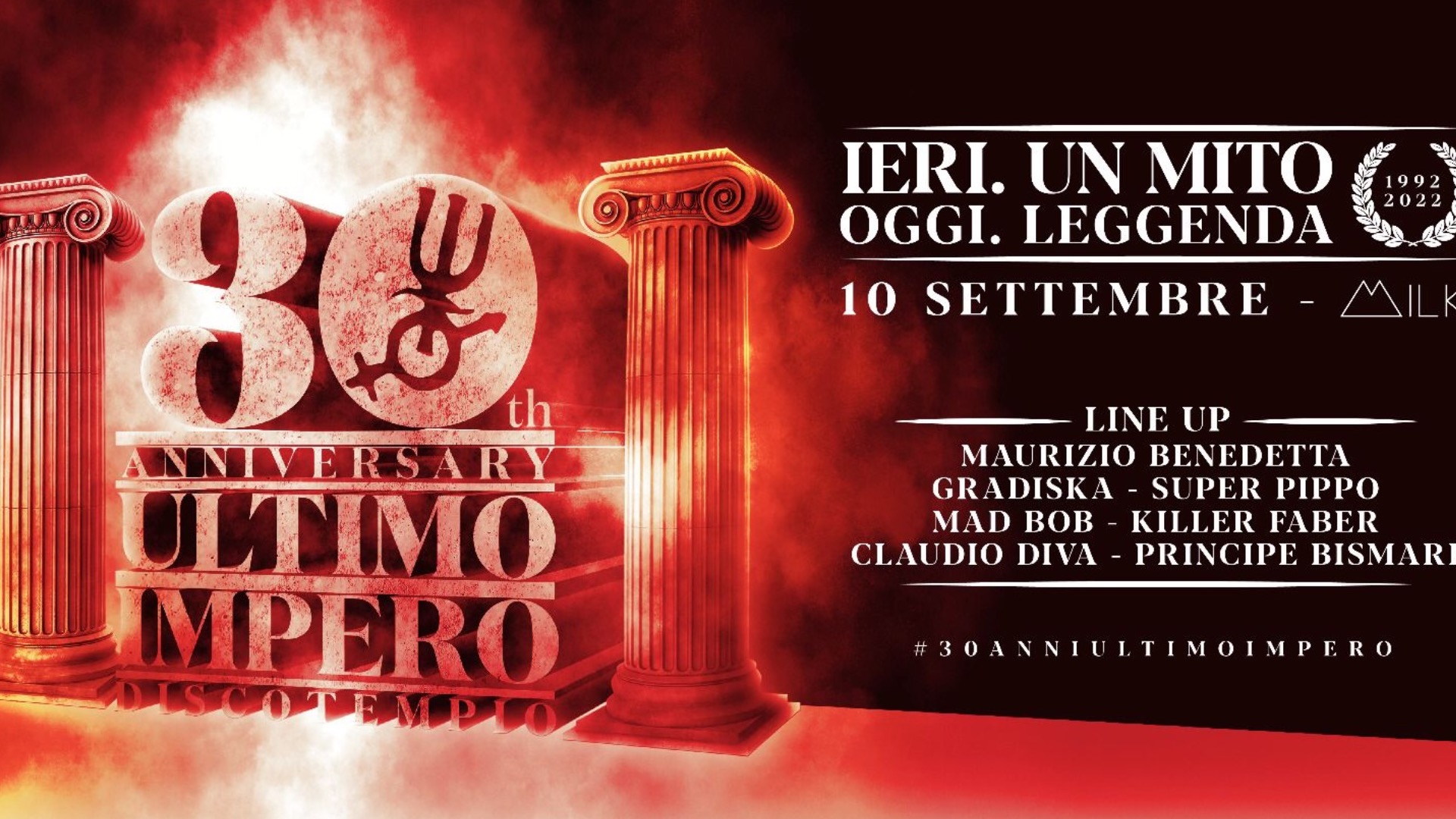 Sab.10 Settembre ULTIMO IMPERO 30Th Anniversary - MILK TORINO image
