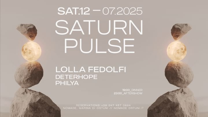 Cover for event: Sab12/07 SATURN PULSE presents LOLLA FEDOLFI /Deterhope/Philya
