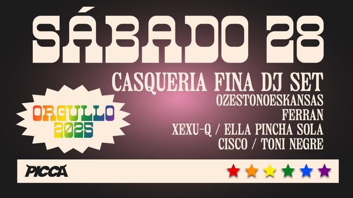 Cover for event: Sábado 28/6 ORGULLO con CASQUERIA FINA DJ set en PICCA 