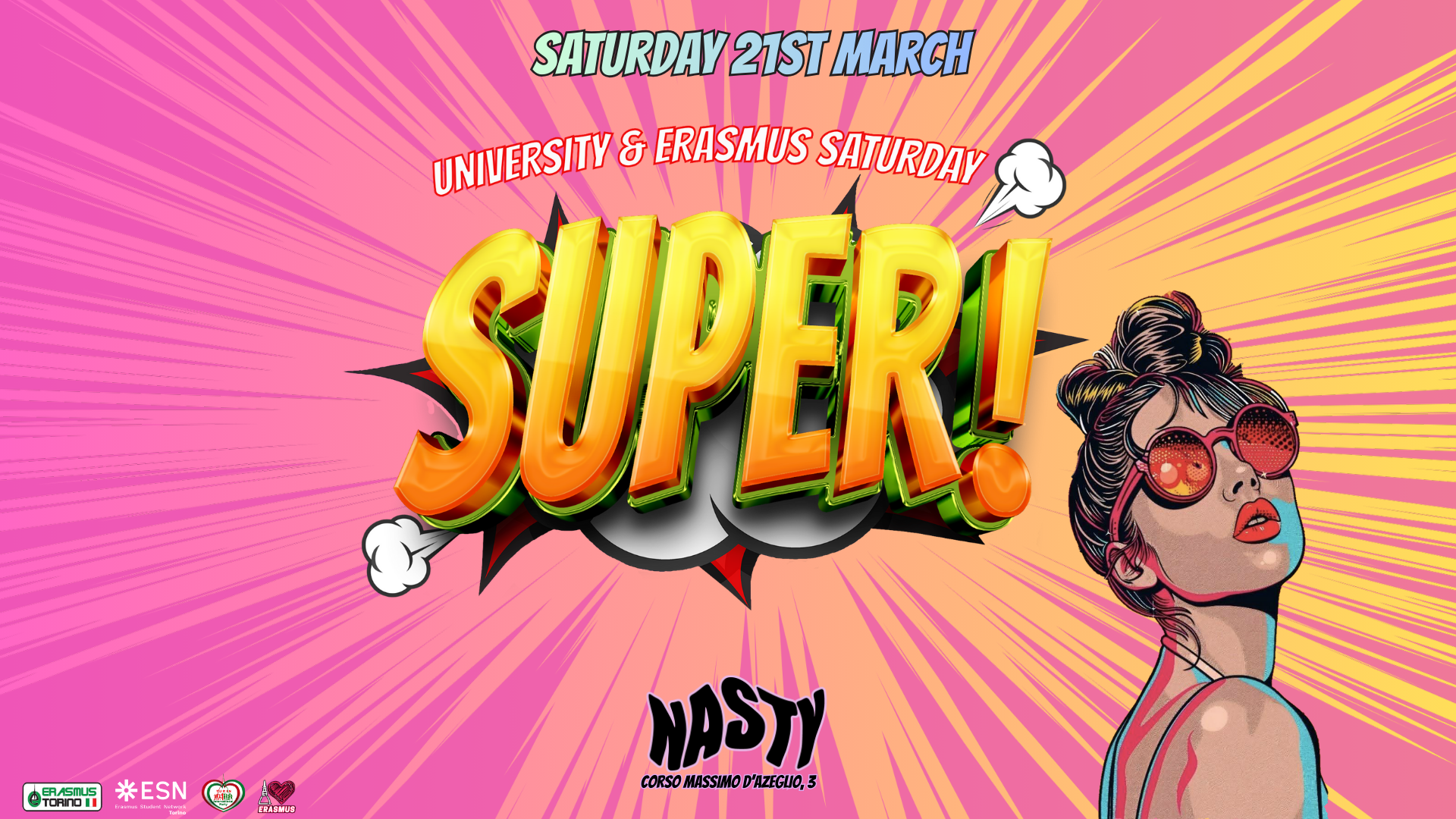Sabato 21 MARCH *Super* University and Welcome Erasmus Party @ Nasty Club image